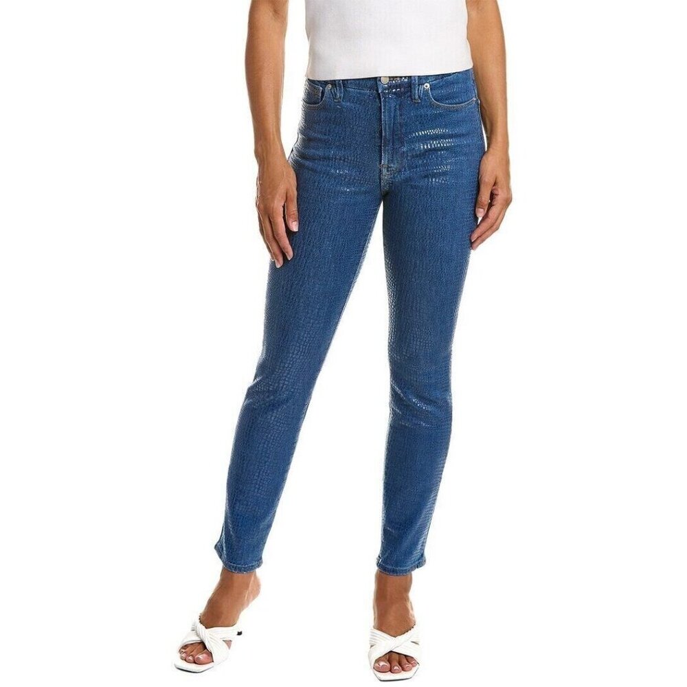 Good American Indigo Snakeskin Coated Good Classic Skinny Fit Jeans, Size 4, NWT
